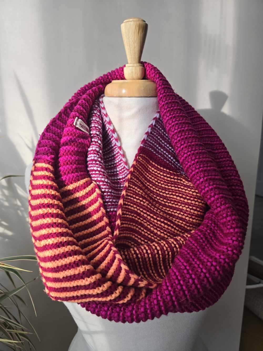 The North Face Women's Fuchsia and Orange Striped Infinity Cowl